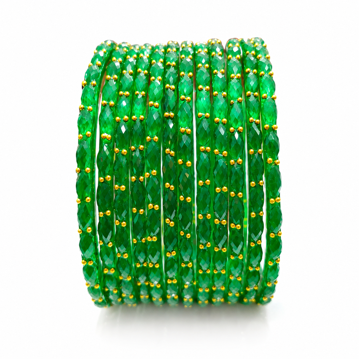 Anti Tarnish Stylish Green Crystal Bangles Set for Women & Girl| Set of 12Pcs