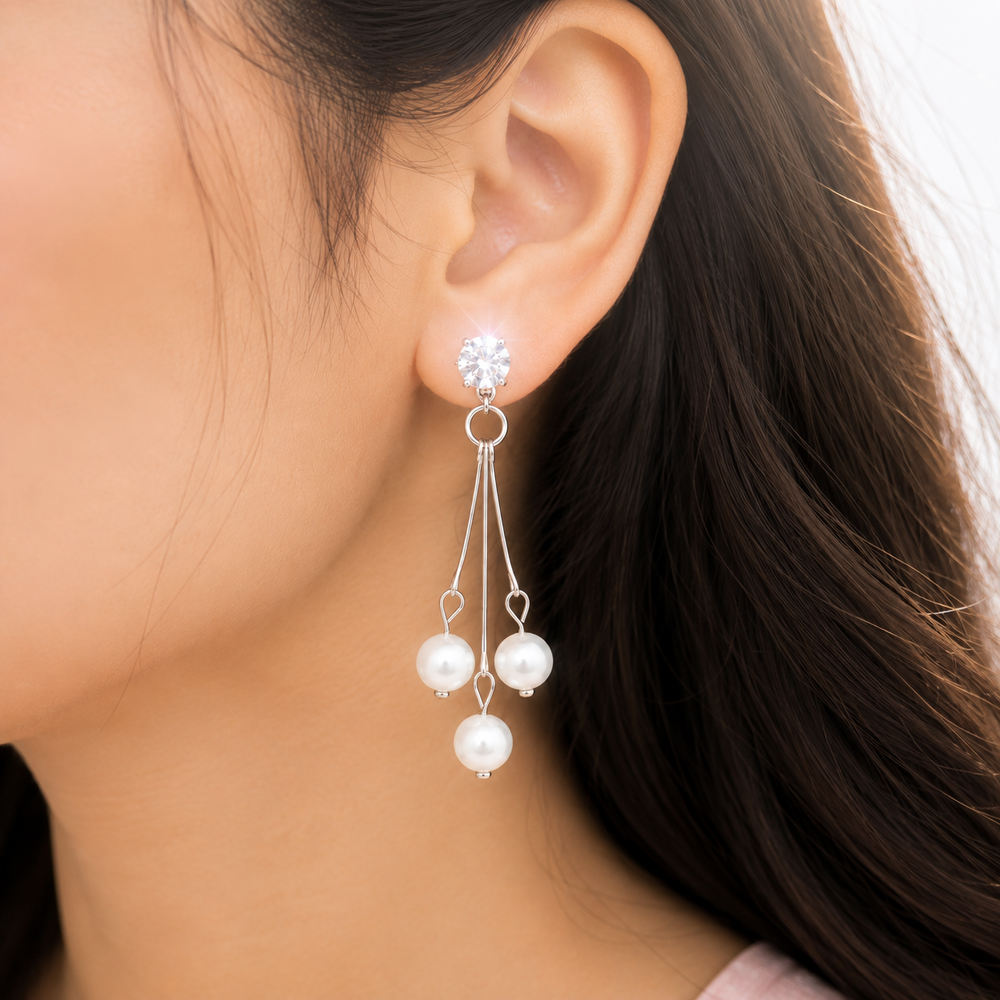 Anti-Tarnish Pearl Drop Earrings for Women & Girls
