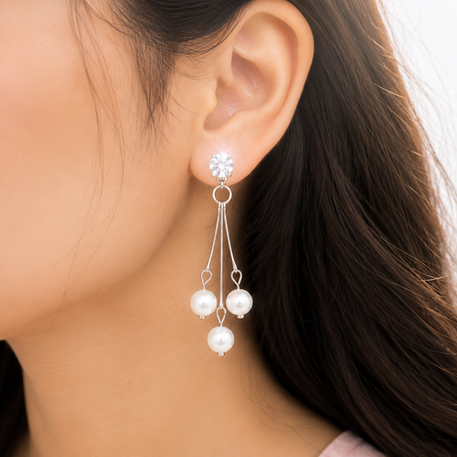 Anti-Tarnish Pearl Drop Earrings for Women & Girls