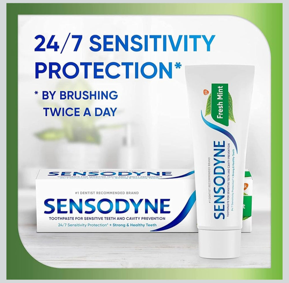 Sensodyne Fresh Mint 100g|Free Sansodyne toothbrush worth-70 | Sensitive toothpaste for daily sensitivity protection | Dentist Recommended Brand