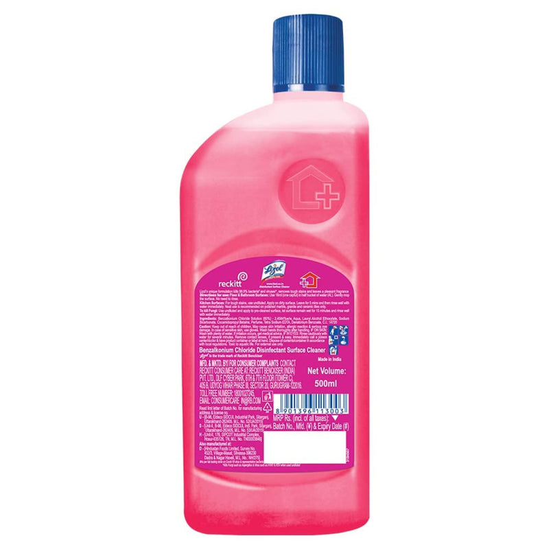 Lizol Disinfectant Surface & Floor Cleaner Liquid, Floral - 500 ml | Kills 99.9% Germs | India's # 1 Floor Cleaner