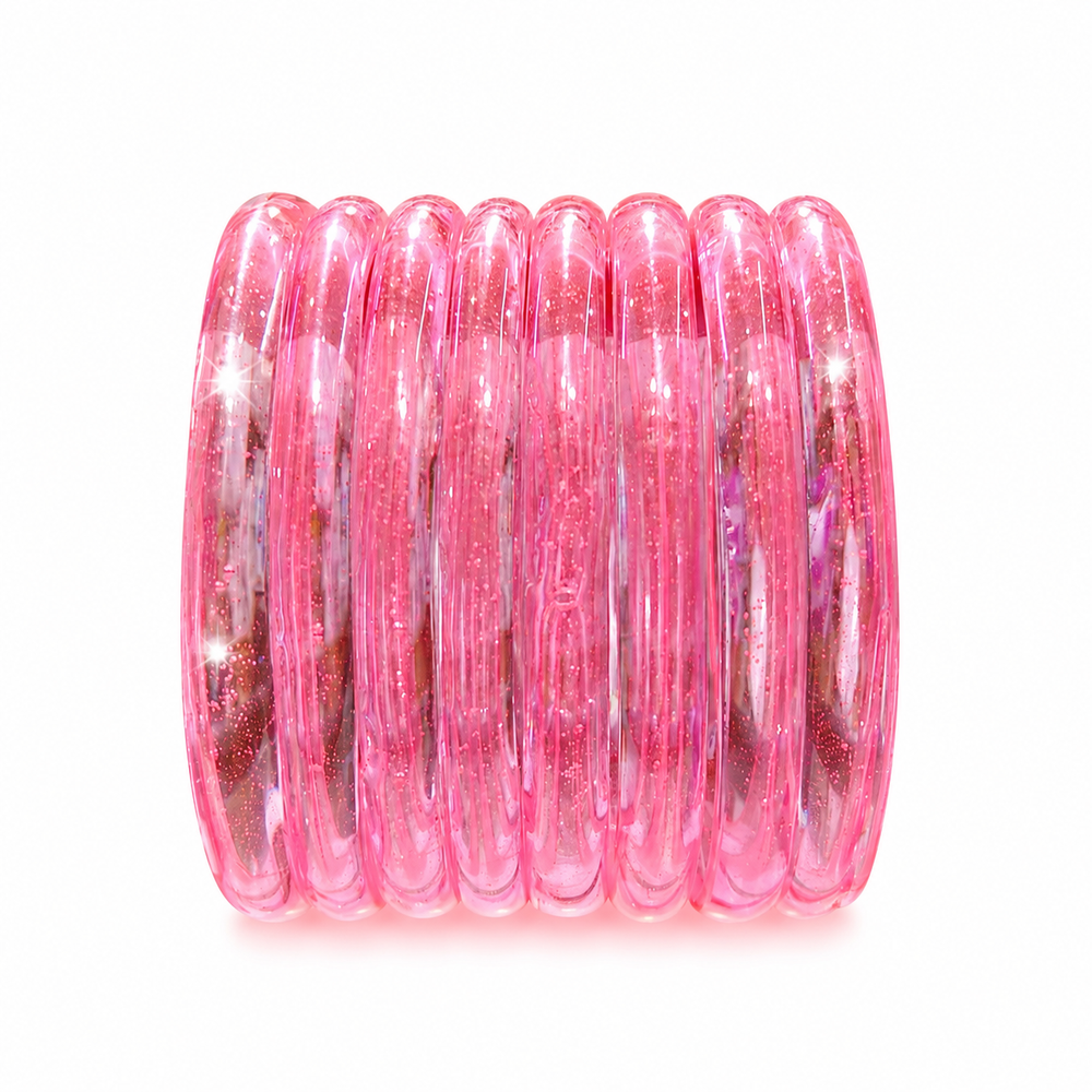 Trendy jelly soft pink bangles perfect for daily wear– set of 8