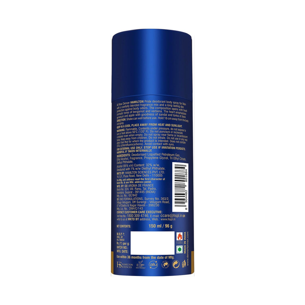 DENVER Pride Deodorant For Men- 150ML | Long Lasting Deodorant Body Spray For Men